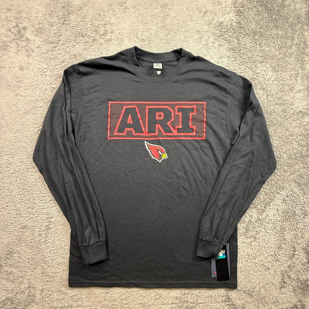 Arizona Cardinals Fanatics Tee Shirt NWT Mens M Crew Neck Black Long Sleeve